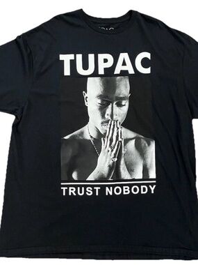 2pac T Shirt Men's Size 2XL TUPAC T-Shirt Rap Tee Shortsleeve Black Hip Hop